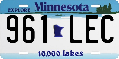 MN license plate 961LEC