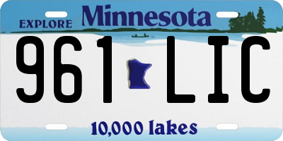 MN license plate 961LIC