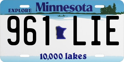 MN license plate 961LIE