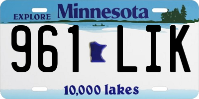 MN license plate 961LIK