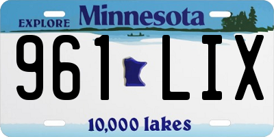 MN license plate 961LIX