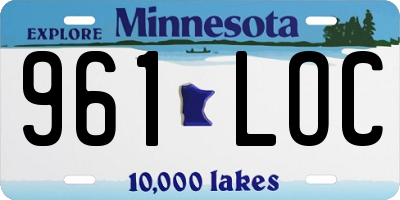 MN license plate 961LOC