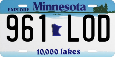 MN license plate 961LOD