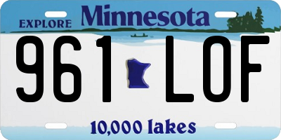 MN license plate 961LOF