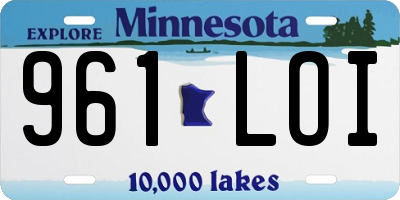 MN license plate 961LOI