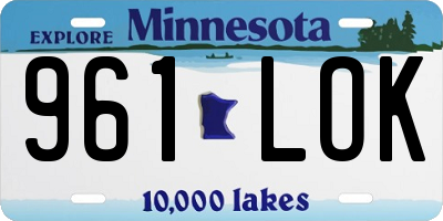 MN license plate 961LOK