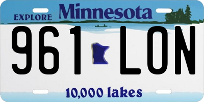 MN license plate 961LON