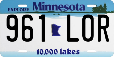 MN license plate 961LOR