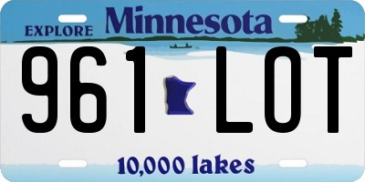MN license plate 961LOT