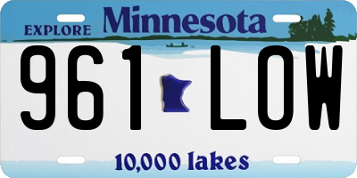 MN license plate 961LOW