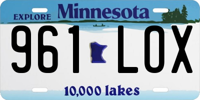 MN license plate 961LOX