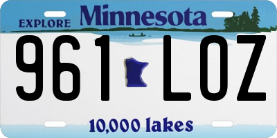MN license plate 961LOZ