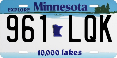 MN license plate 961LQK