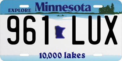 MN license plate 961LUX