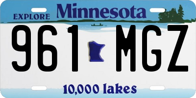 MN license plate 961MGZ