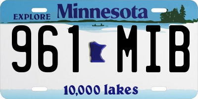 MN license plate 961MIB