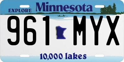 MN license plate 961MYX