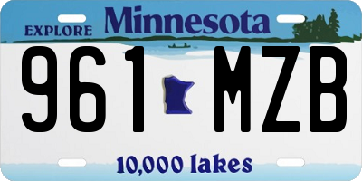 MN license plate 961MZB