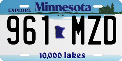 MN license plate 961MZD