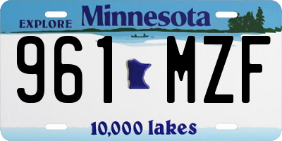 MN license plate 961MZF