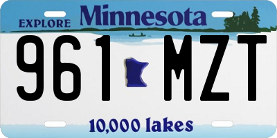 MN license plate 961MZT