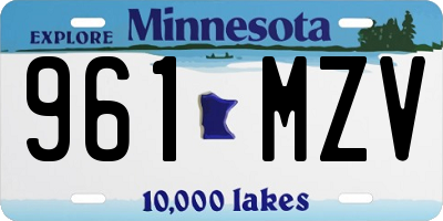 MN license plate 961MZV