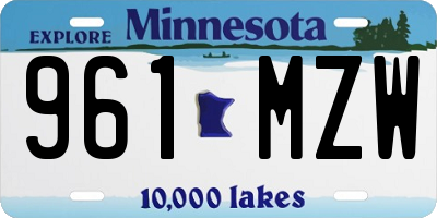 MN license plate 961MZW