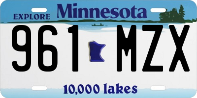 MN license plate 961MZX