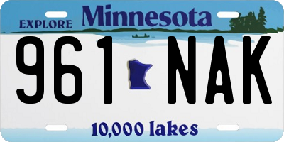 MN license plate 961NAK
