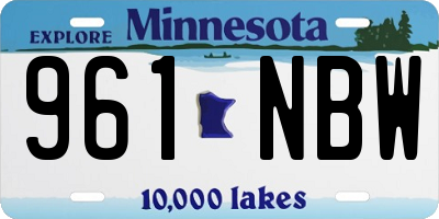 MN license plate 961NBW