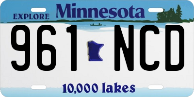 MN license plate 961NCD