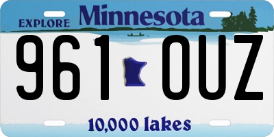 MN license plate 961OUZ