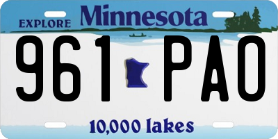 MN license plate 961PAO