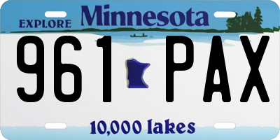 MN license plate 961PAX