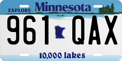 MN license plate 961QAX