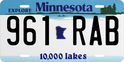MN license plate 961RAB