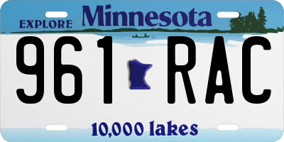 MN license plate 961RAC
