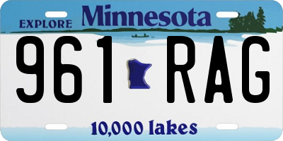 MN license plate 961RAG