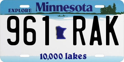 MN license plate 961RAK