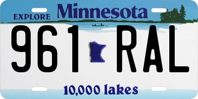 MN license plate 961RAL