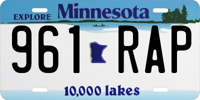 MN license plate 961RAP