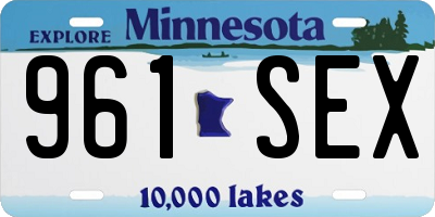 MN license plate 961SEX