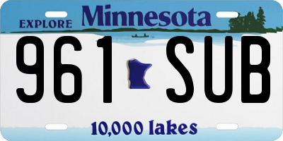 MN license plate 961SUB