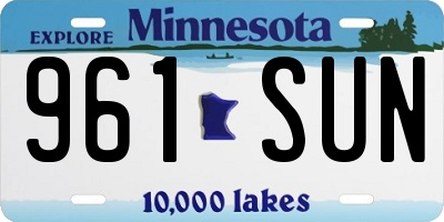 MN license plate 961SUN