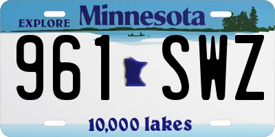 MN license plate 961SWZ