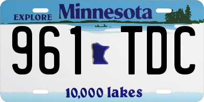 MN license plate 961TDC