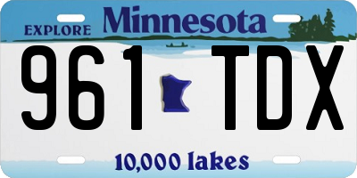 MN license plate 961TDX