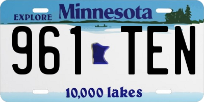 MN license plate 961TEN