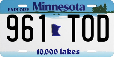 MN license plate 961TOD