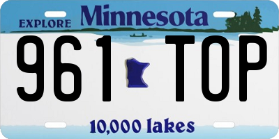 MN license plate 961TOP